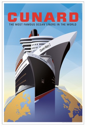 Cunard the most famous ocean liners in the world travel poster